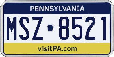 PA license plate MSZ8521