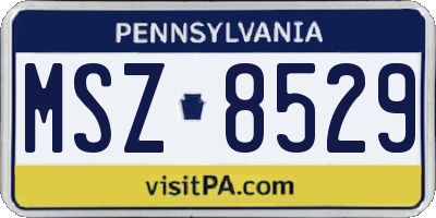 PA license plate MSZ8529