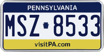 PA license plate MSZ8533