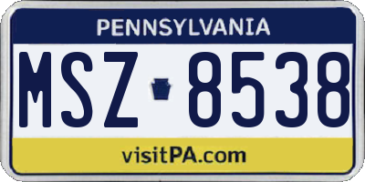PA license plate MSZ8538