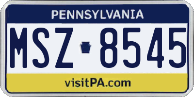 PA license plate MSZ8545