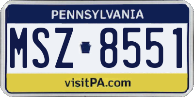 PA license plate MSZ8551