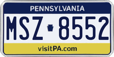 PA license plate MSZ8552