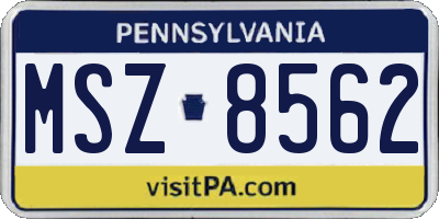 PA license plate MSZ8562