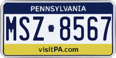 PA license plate MSZ8567