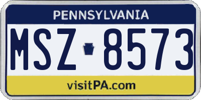 PA license plate MSZ8573