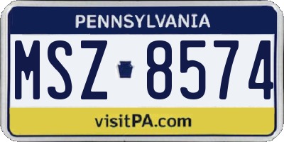 PA license plate MSZ8574