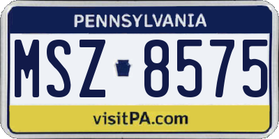PA license plate MSZ8575
