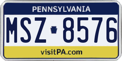 PA license plate MSZ8576
