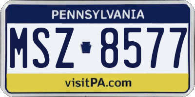 PA license plate MSZ8577