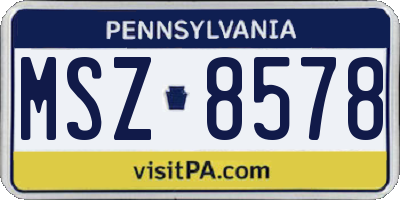 PA license plate MSZ8578
