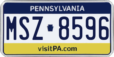 PA license plate MSZ8596