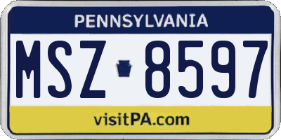 PA license plate MSZ8597
