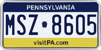 PA license plate MSZ8605