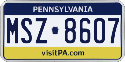 PA license plate MSZ8607