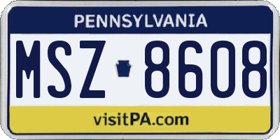 PA license plate MSZ8608