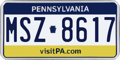 PA license plate MSZ8617