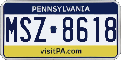 PA license plate MSZ8618