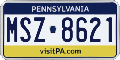 PA license plate MSZ8621