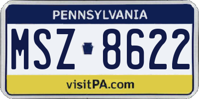 PA license plate MSZ8622
