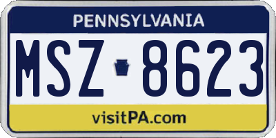 PA license plate MSZ8623
