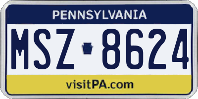 PA license plate MSZ8624