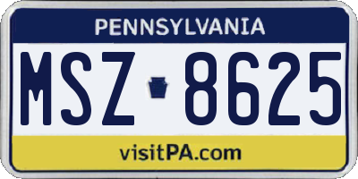 PA license plate MSZ8625