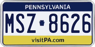 PA license plate MSZ8626