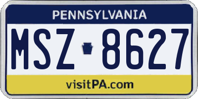 PA license plate MSZ8627