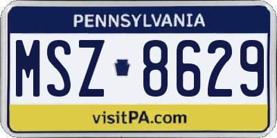 PA license plate MSZ8629