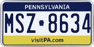 PA license plate MSZ8634