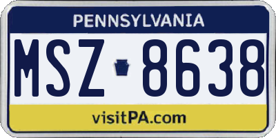PA license plate MSZ8638