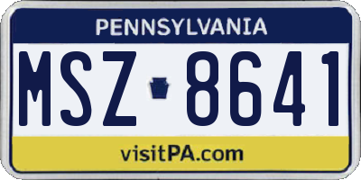 PA license plate MSZ8641