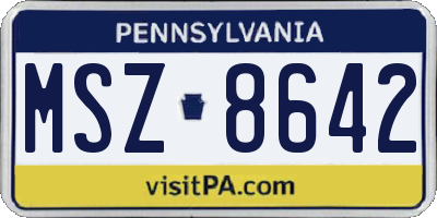 PA license plate MSZ8642