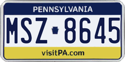 PA license plate MSZ8645