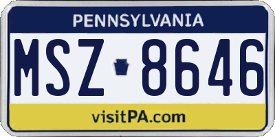 PA license plate MSZ8646