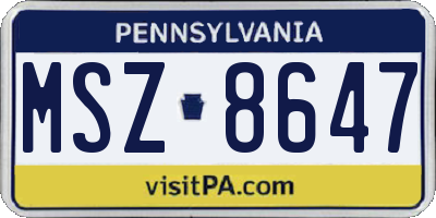 PA license plate MSZ8647