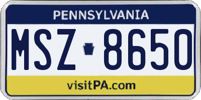 PA license plate MSZ8650