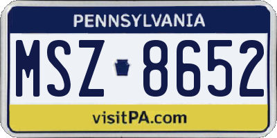 PA license plate MSZ8652