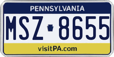 PA license plate MSZ8655