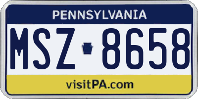 PA license plate MSZ8658