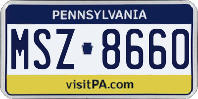 PA license plate MSZ8660