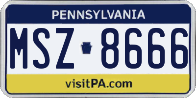 PA license plate MSZ8666