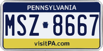 PA license plate MSZ8667