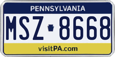 PA license plate MSZ8668