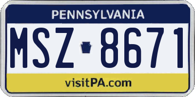 PA license plate MSZ8671