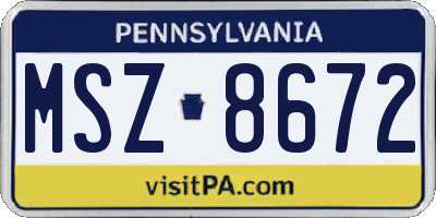 PA license plate MSZ8672