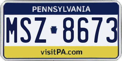 PA license plate MSZ8673