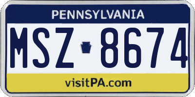 PA license plate MSZ8674