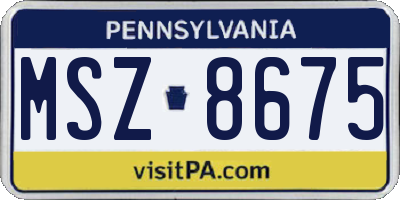 PA license plate MSZ8675